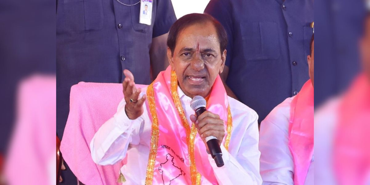 BRS chief K Chandrashekar Rao at an election rally in Sultanpur in the Sangareddy district on Tuesday, 16 April, 2024.